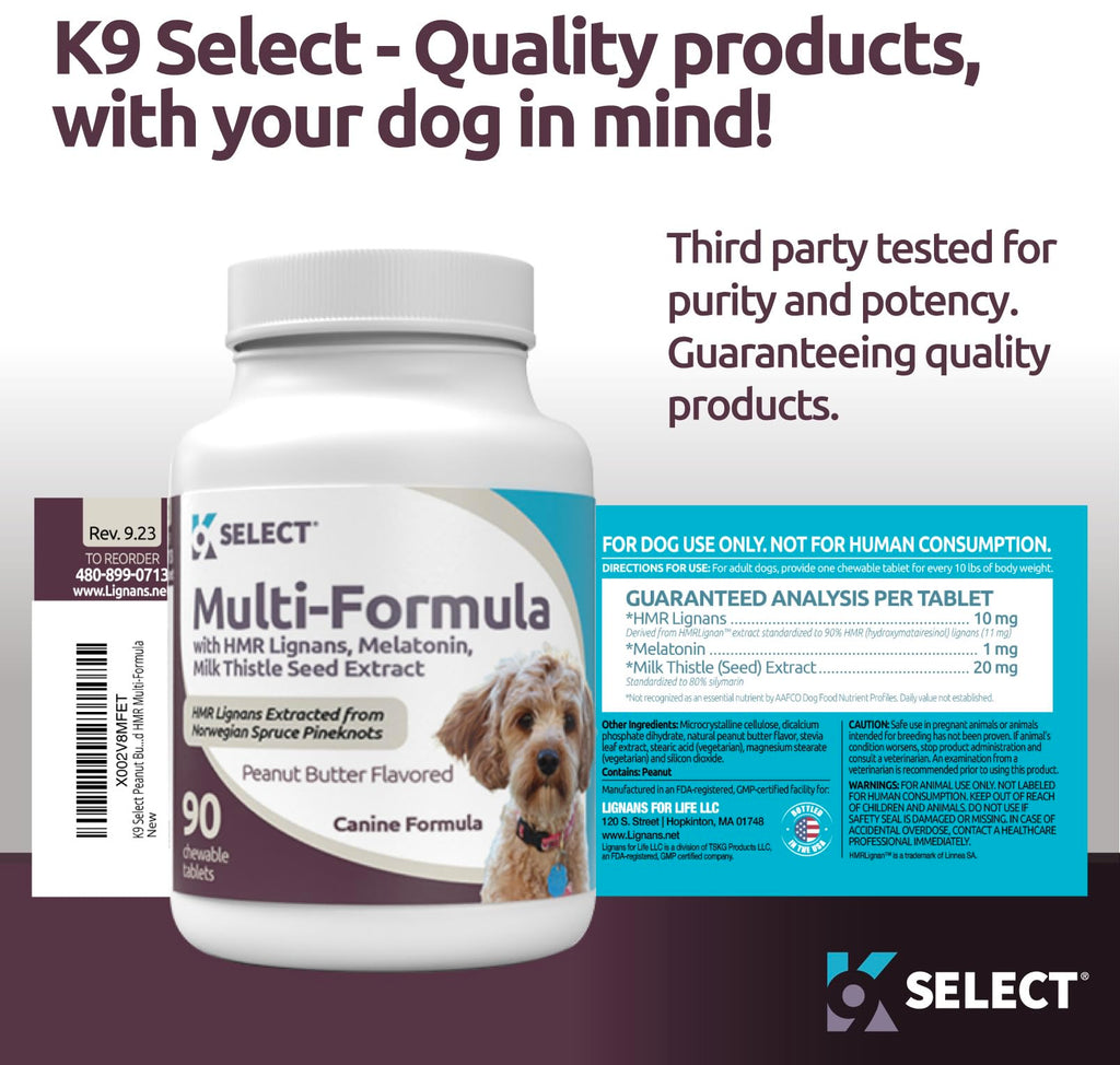 90 Peanut Butter Chewable Tabs & 3 mg Beef Flavored Tablets Dog Supplement K238