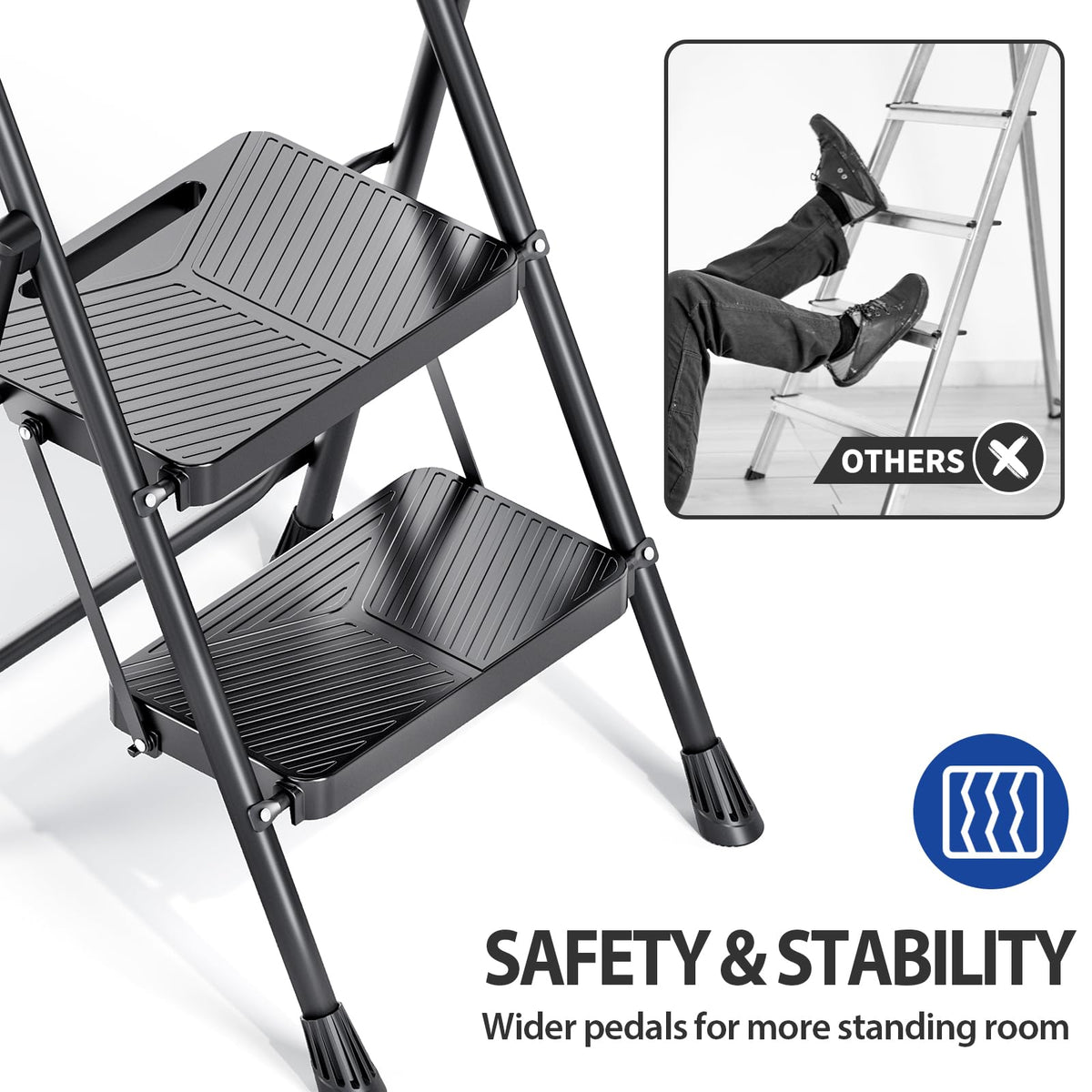 Folding 2 Step Ladder with Anti-Slip Pedals R67876