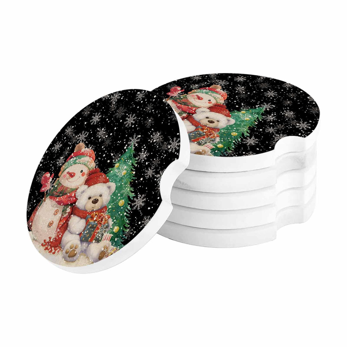 Black Ceramic Car Coasters 2 Piece Set V6457