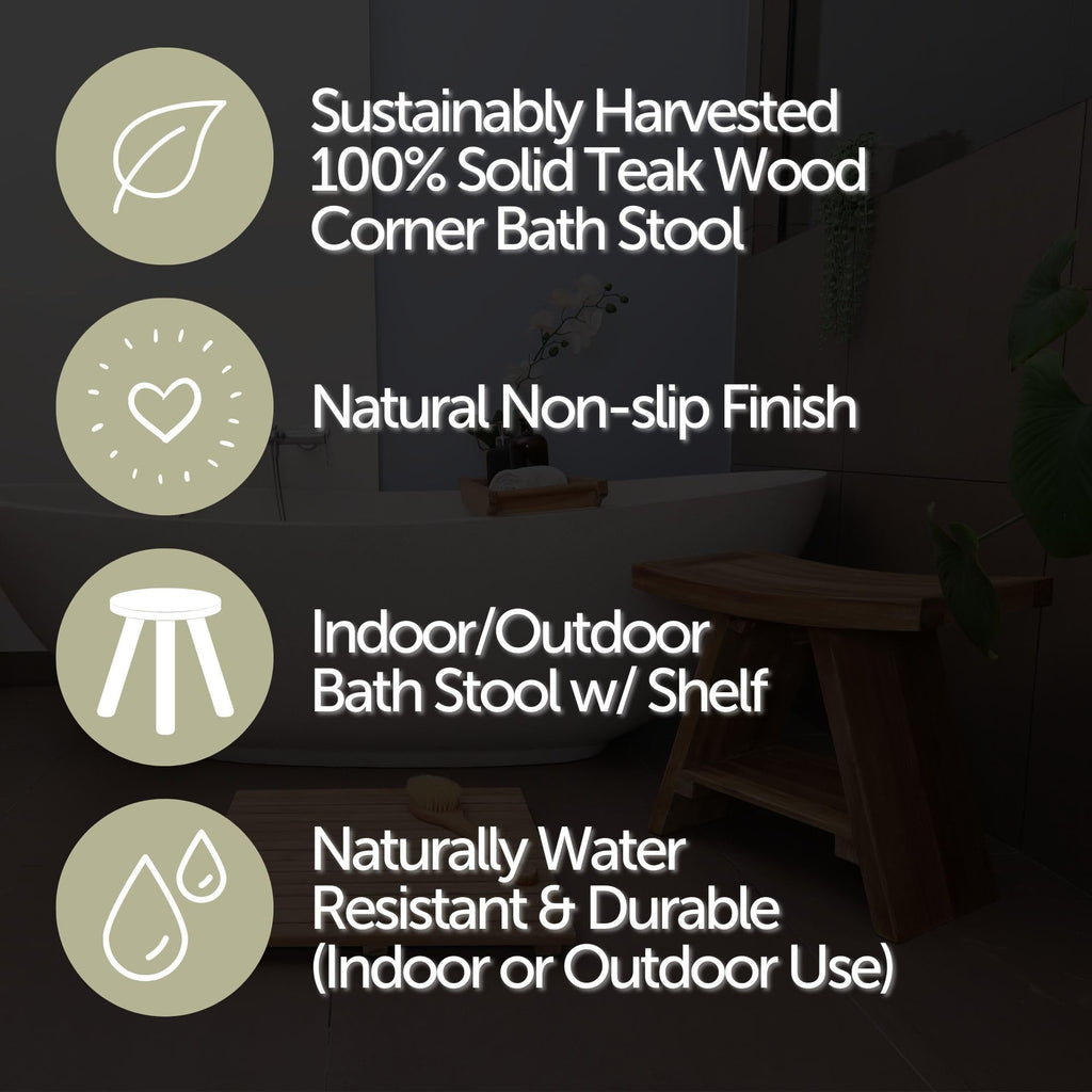 Teak Wood Shower and Bath Stool U47890