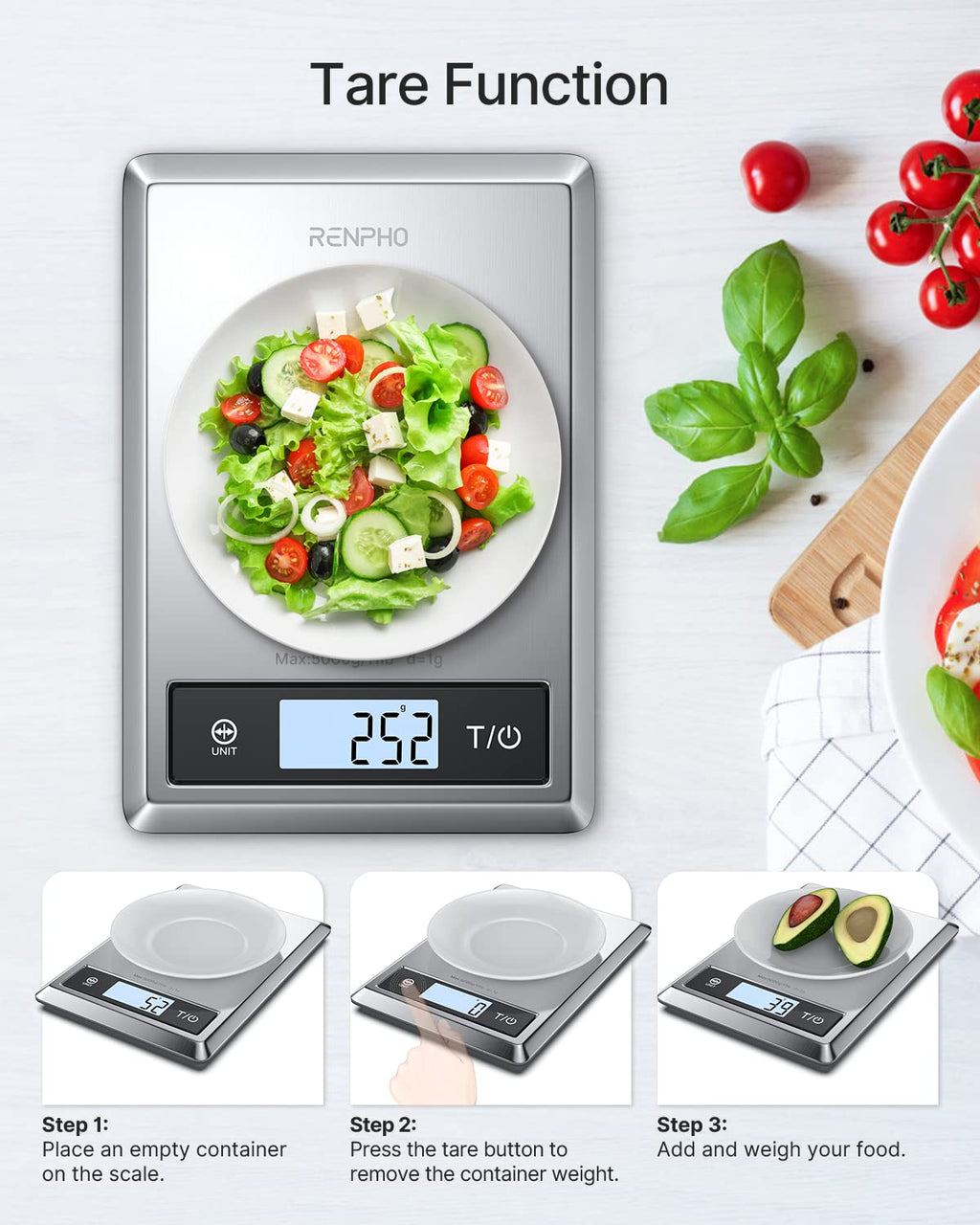 Digital Food Scale and Smart Body Weight Scale with LED Display H94729