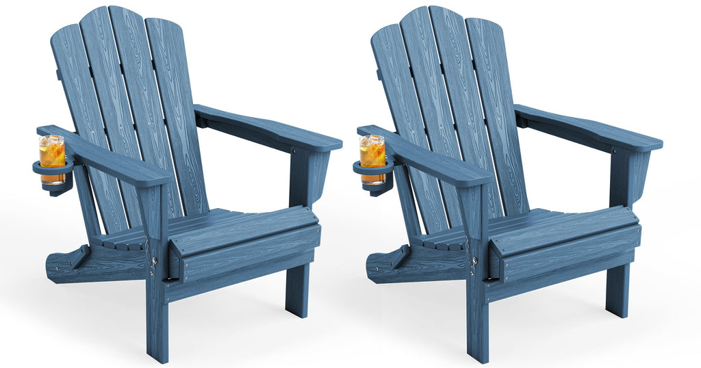 Folding Adirondack Chair Set of 2 with Cup Holder T99497