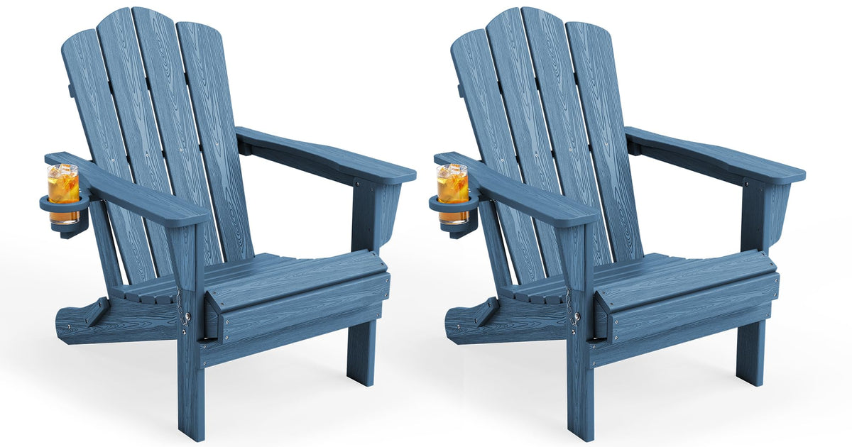 Folding Adirondack Chair Set of 2 with Cup Holder T99497