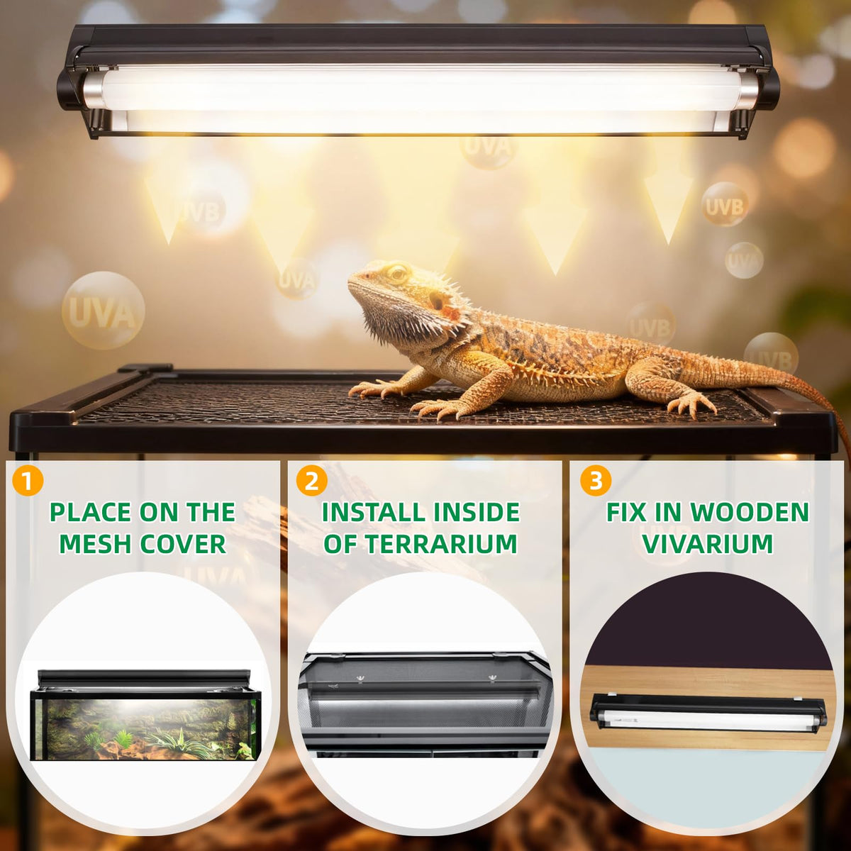 18 Inch 15 Watt UVB 10.0 Fluorescent Reptile Light Fixture Kit D5761