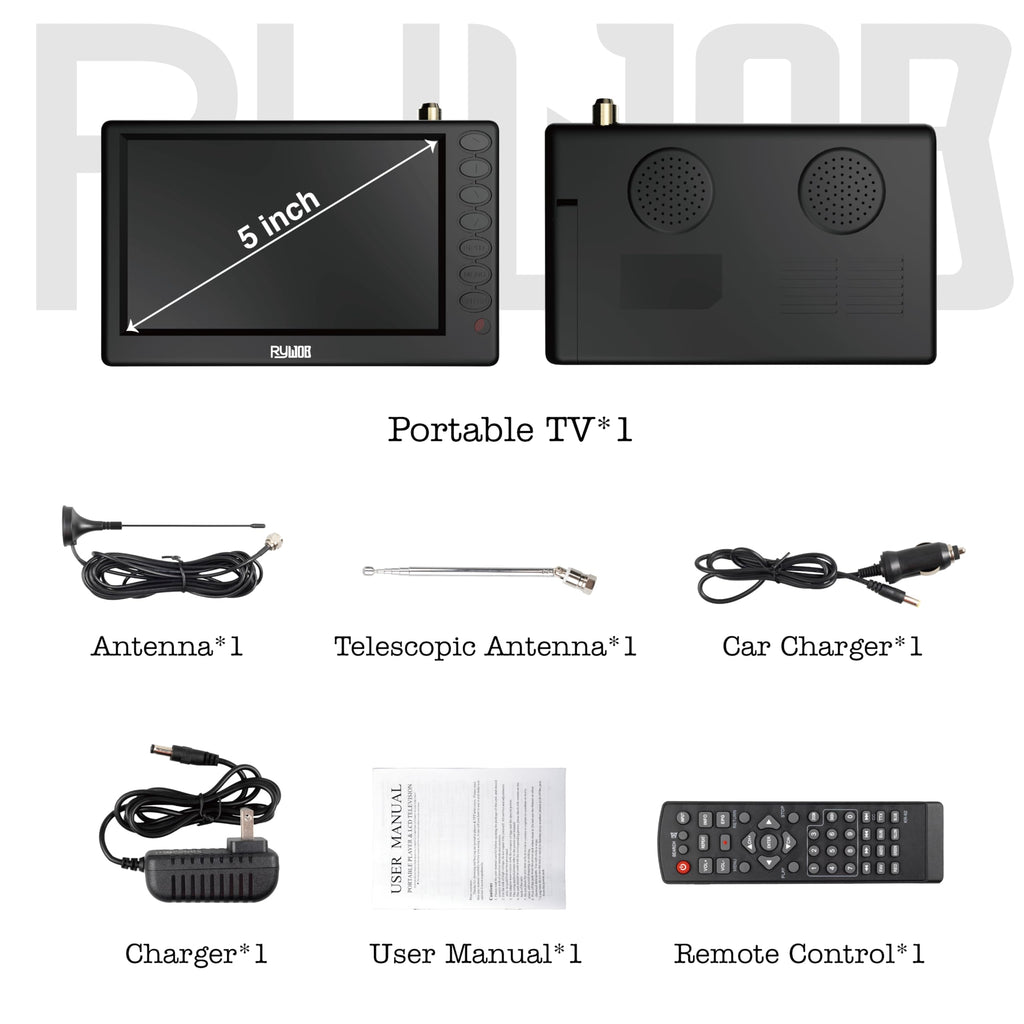 5" Portable Digital ATSC TV with Stand T722