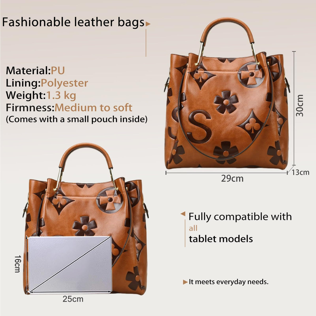 Women Embossed Bucket Bag Shoulder Crossbody Bag 2Pcs Set K132