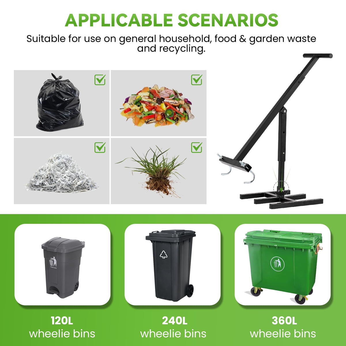 Manual Trash Compactor with Adjustable Handle T8649