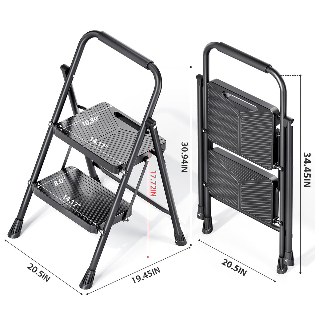 Folding 2 Step Ladder with Anti-Slip Pedals R67876