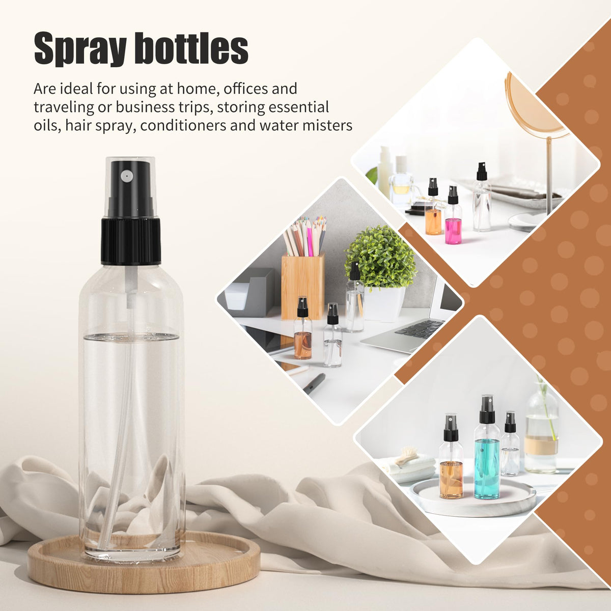 2.7oz/80ml 100PCS Plastic Spray Bottles D122