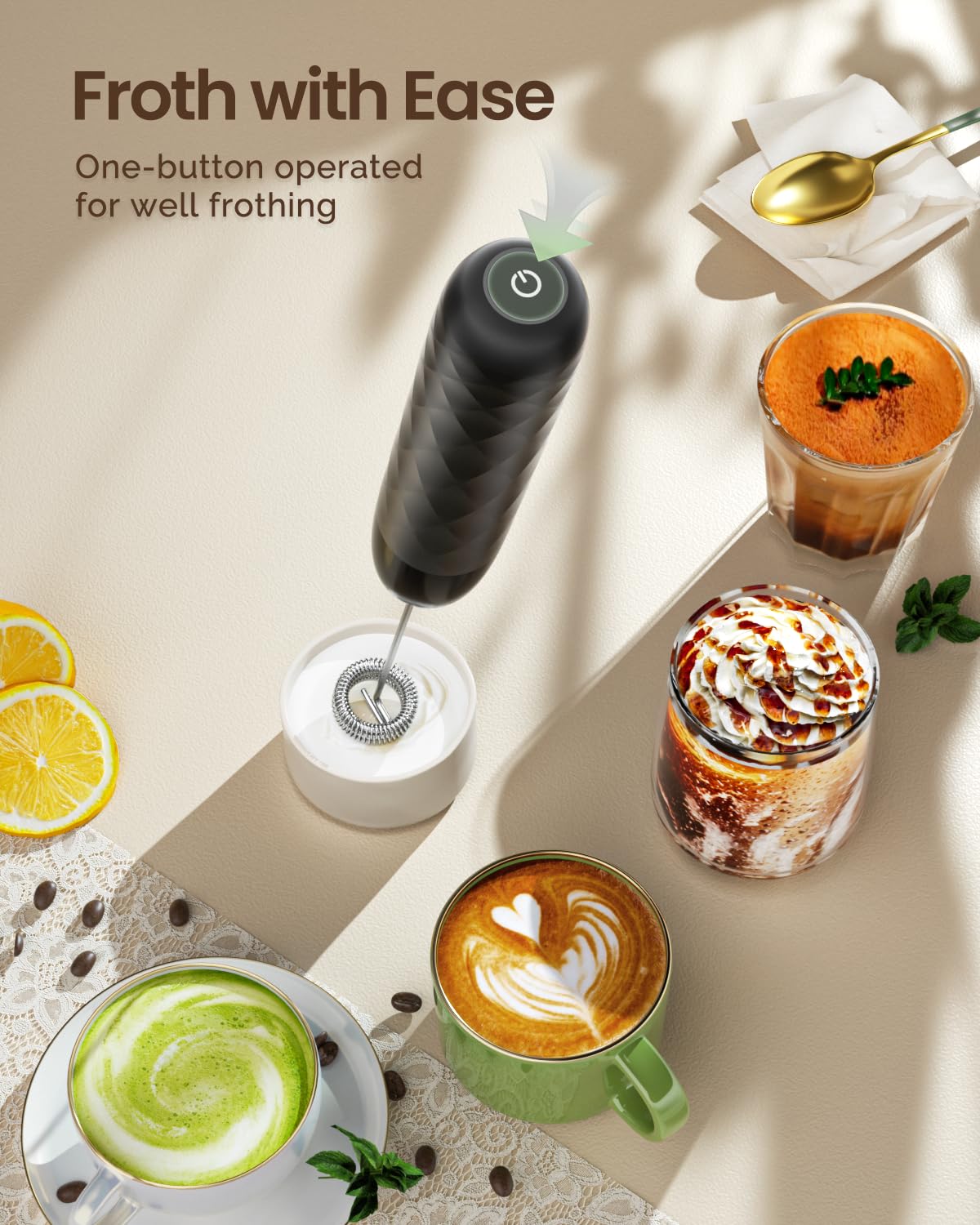 Rechargeable Milk Frother with Detachable Wand Q431