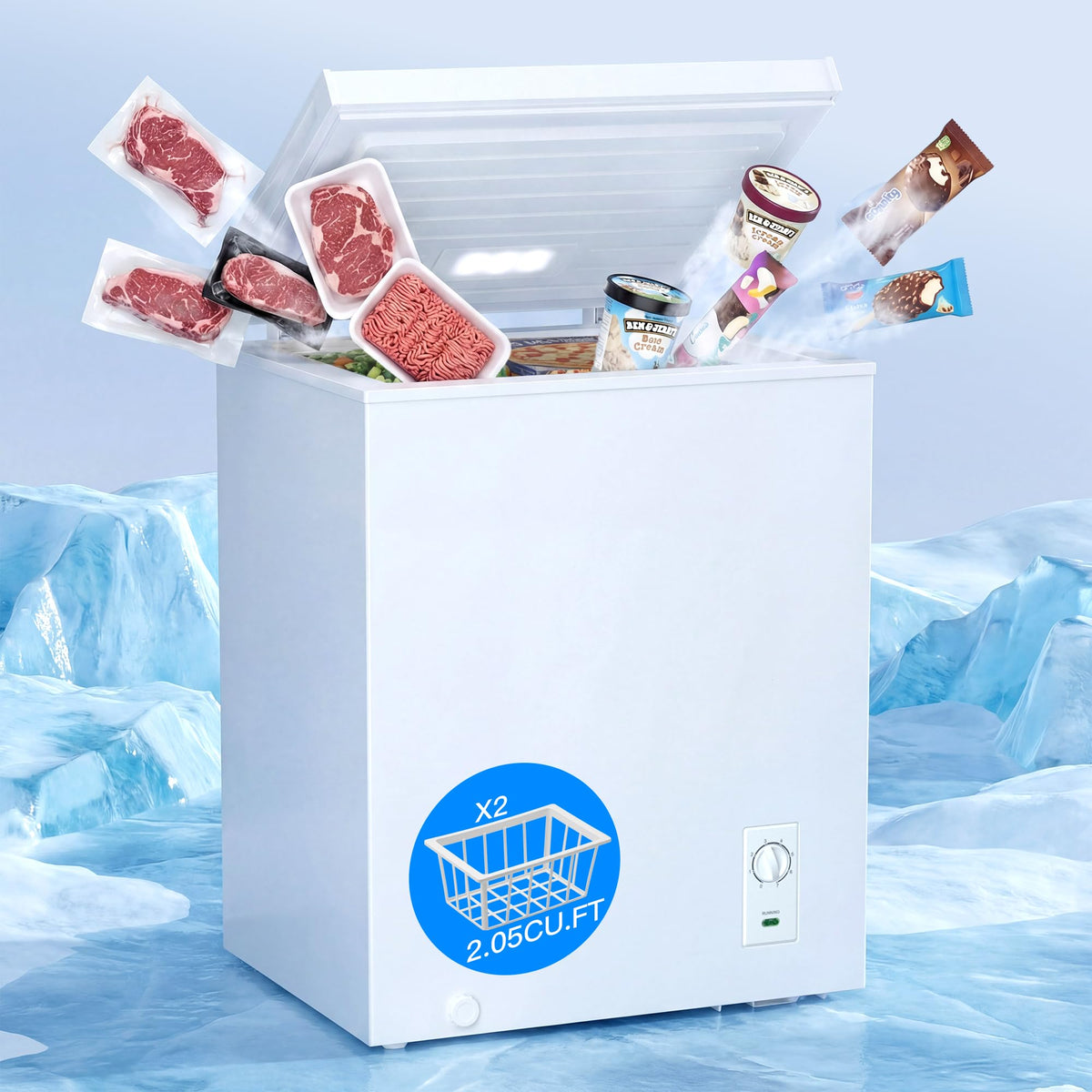 2.05 Cu.Ft Chest Freezer with 2 Removable Baskets A165322