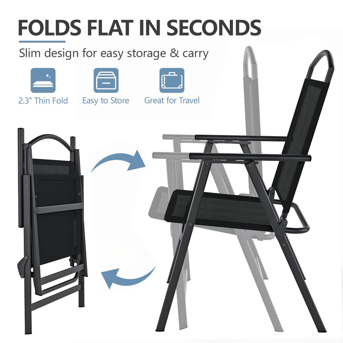 Folding Outdoor Chairs Set of 2 Black I274992