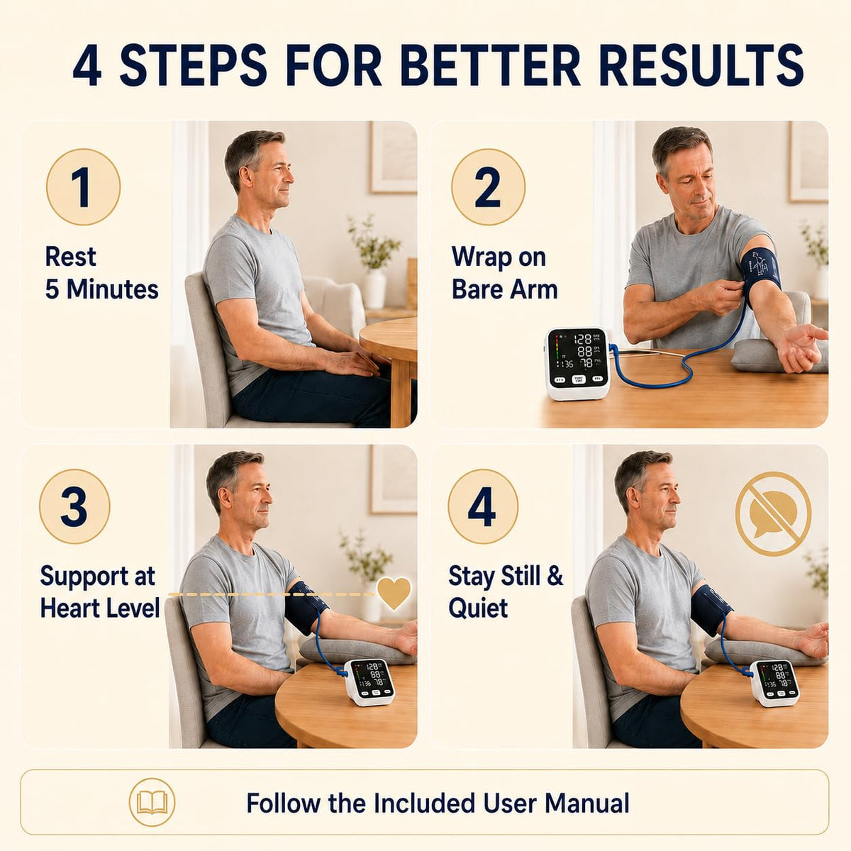 Automatic Upper Arm Blood Pressure Monitor with 6-Inch Backlit Display J33041