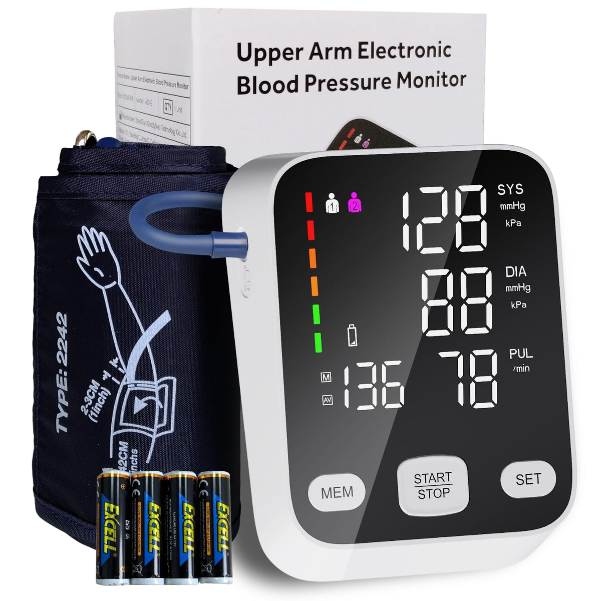 Automatic Upper Arm Blood Pressure Monitor with 6-Inch Backlit Display J33041