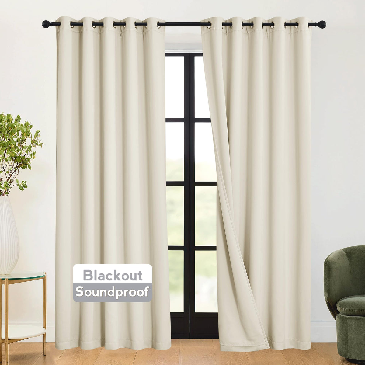 3-in-1 Blackout Room Divider Curtains D44374