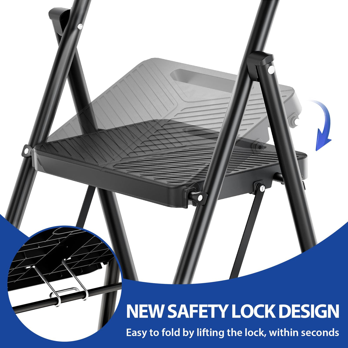 Folding 2 Step Ladder with Anti-Slip Pedals R67876