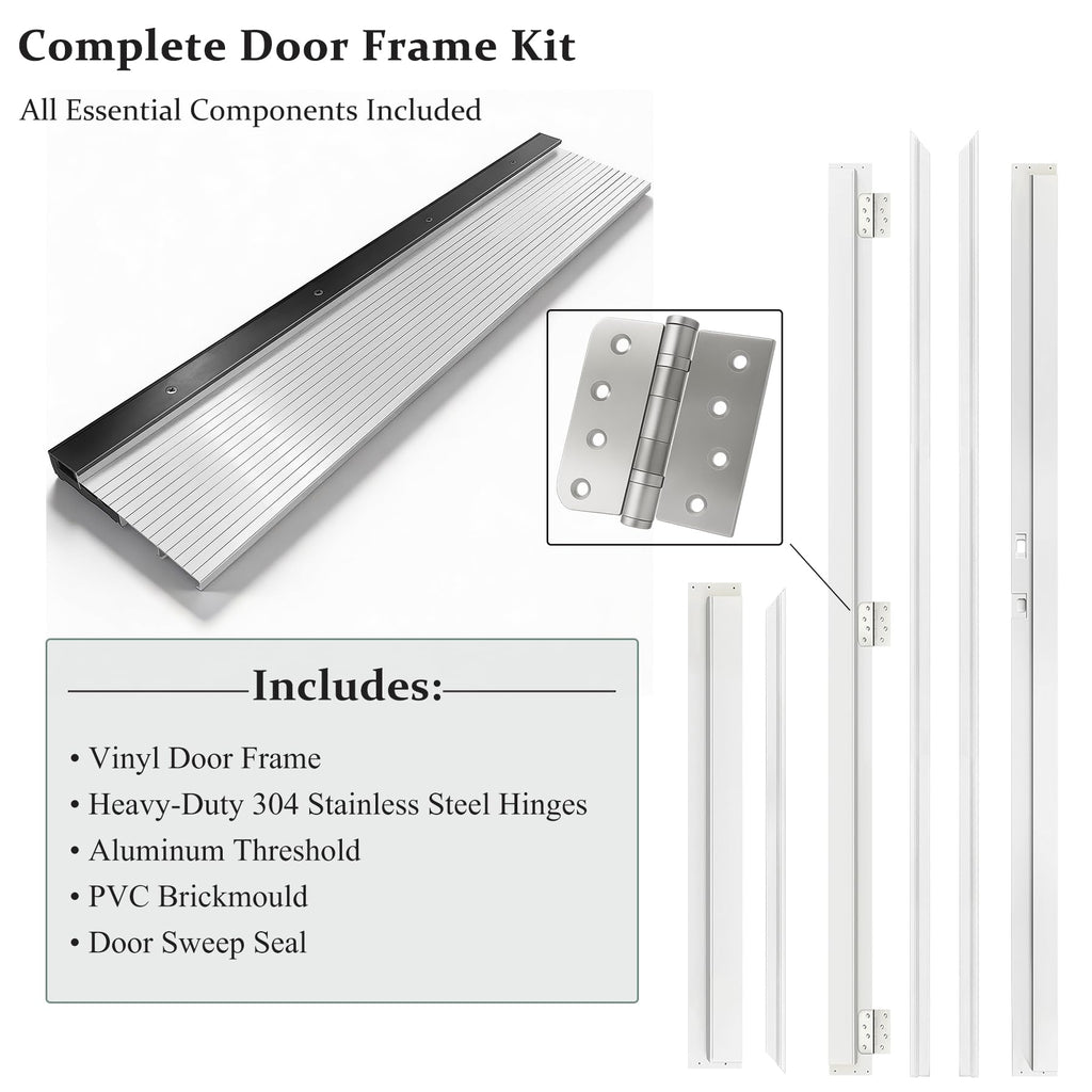 Fiberglass Exterior Front Door 36x80in Left-Hand Inswing Frosted Glass White Primed N762