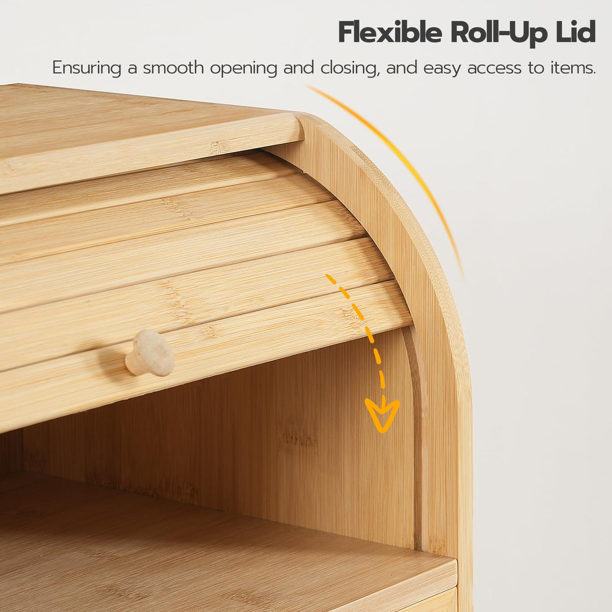 Bamboo 2 Tier Roll-Top Bread Box J15619