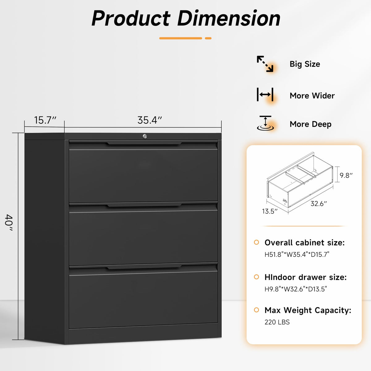 3 Drawer Metal File Cabinet with Lock X629239