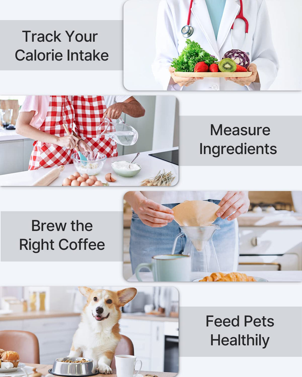 Digital Food Scale and Smart Body Weight Scale with LED Display H94729