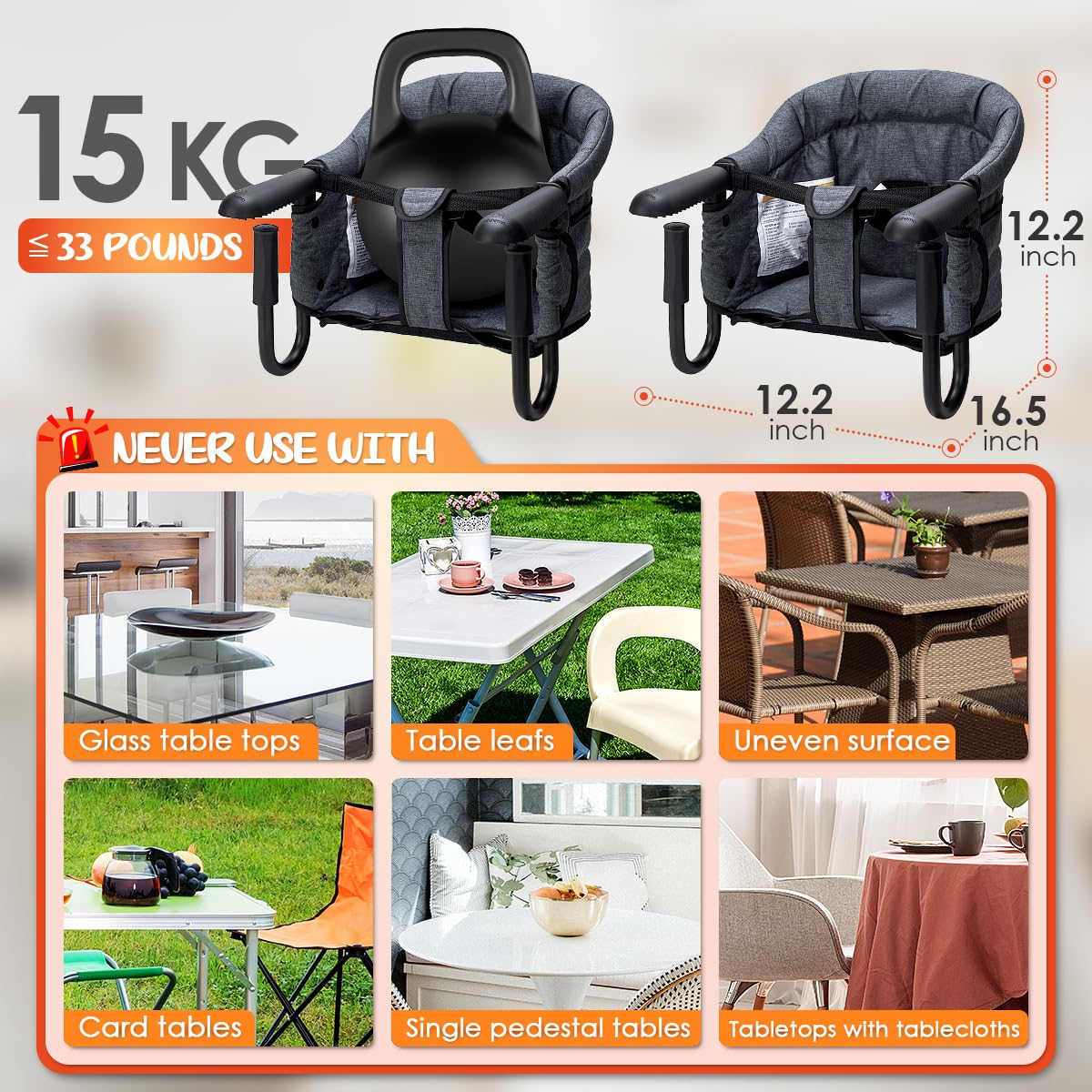Portable Foldable Hook-On High Chair with Carry Bag E97143