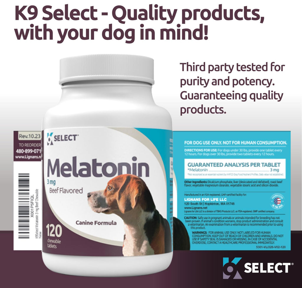 90 Peanut Butter Chewable Tabs & 3 mg Beef Flavored Tablets Dog Supplement K238