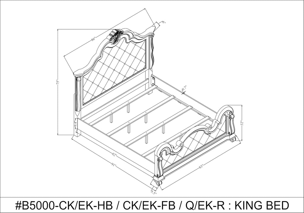 86" Eastern King Platform Wood Bed Frame Q177927