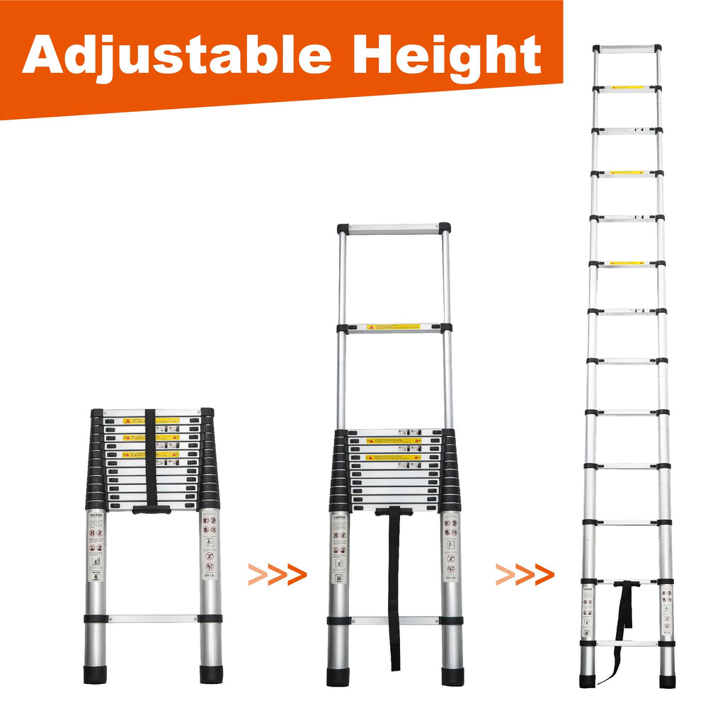 12.5FT Aluminum Telescoping Ladder 300 lbs P494430