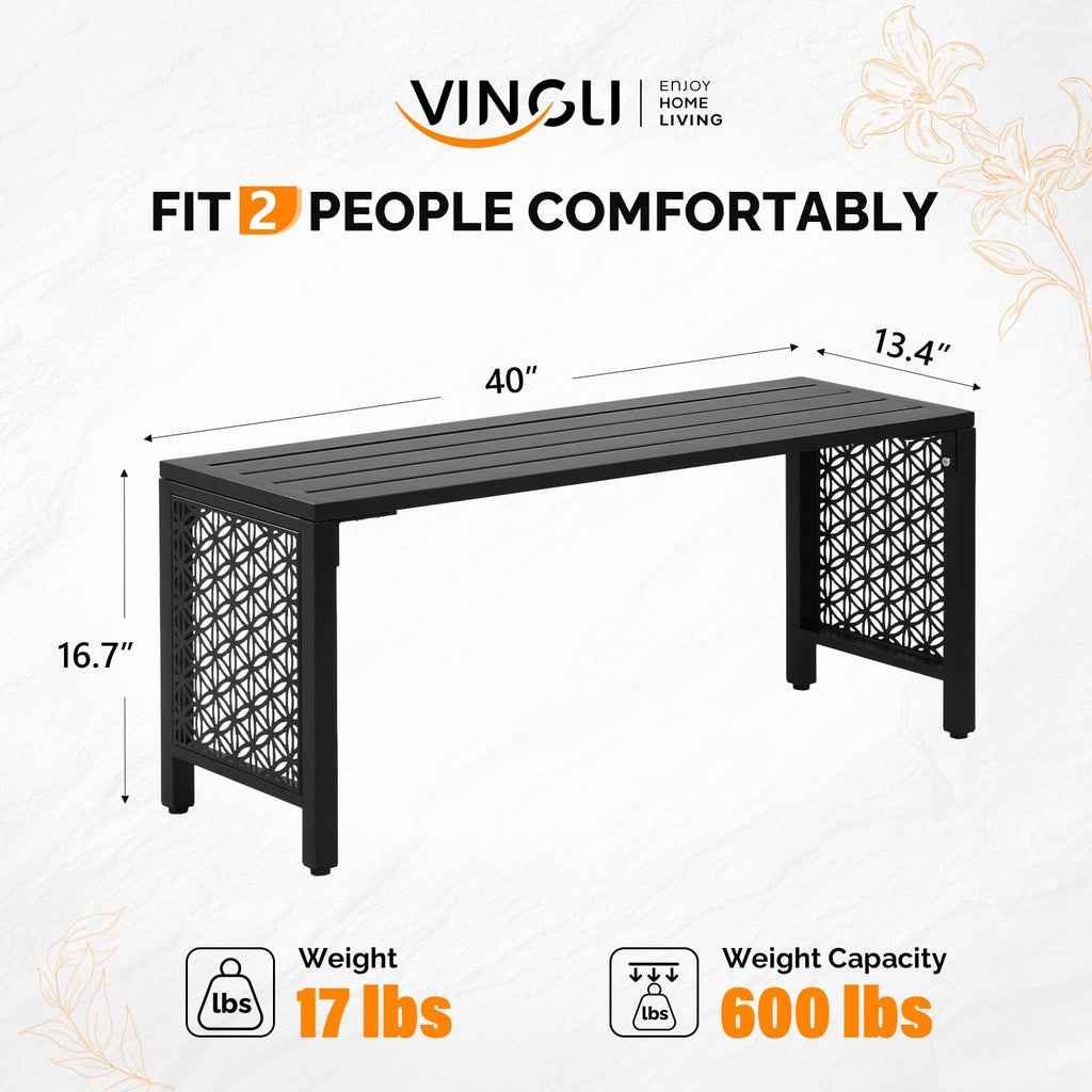Black Metal Outdoor Bench D86741