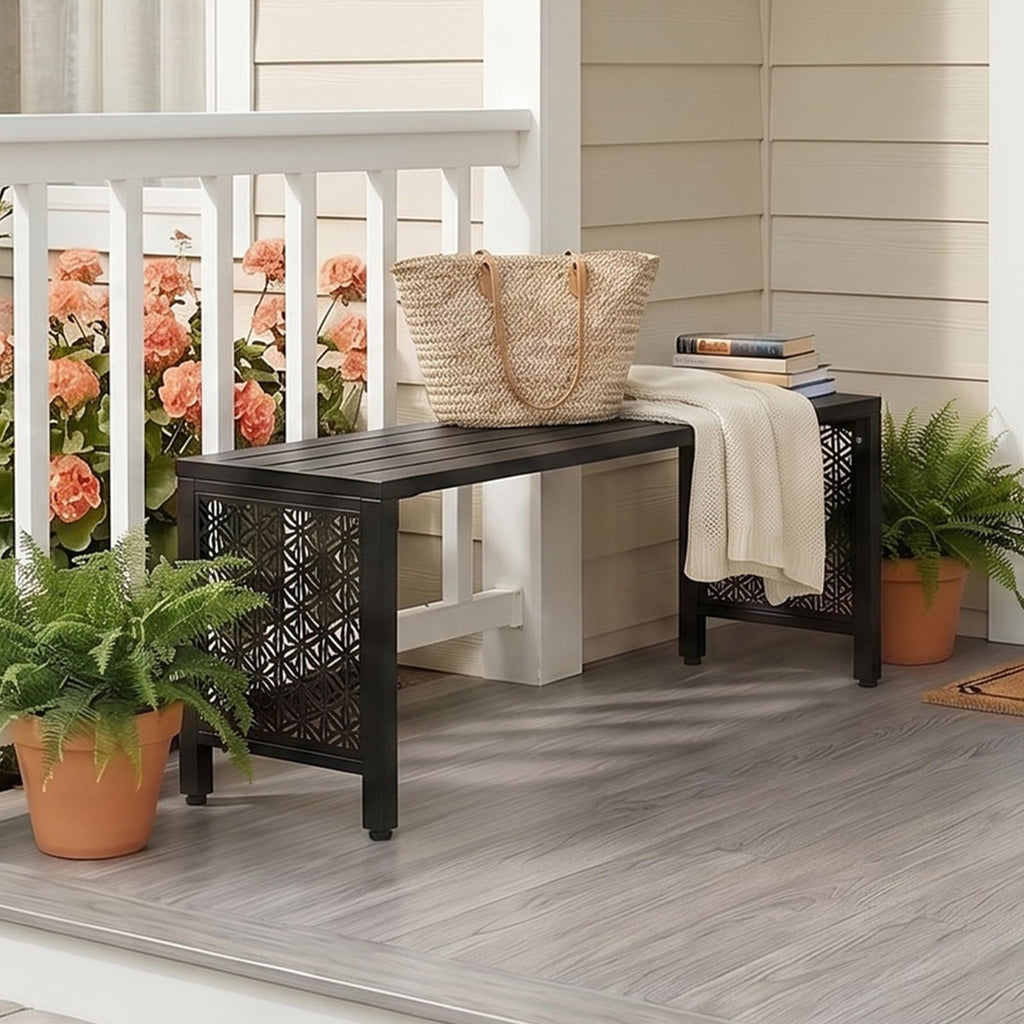 Black Metal Outdoor Bench D86741
