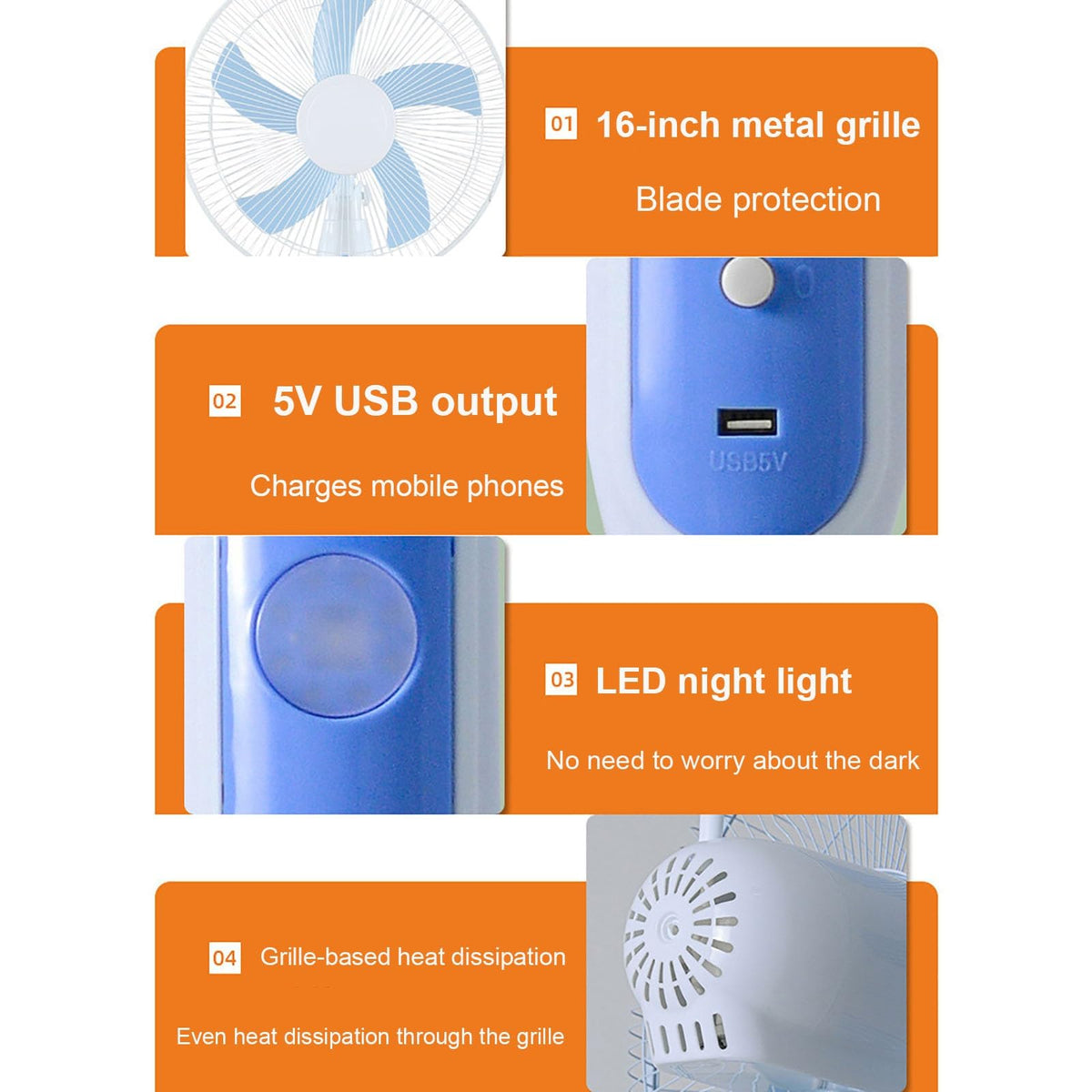 16 Inch Solar Powered Pedestal Fan with Solar Panel Q472