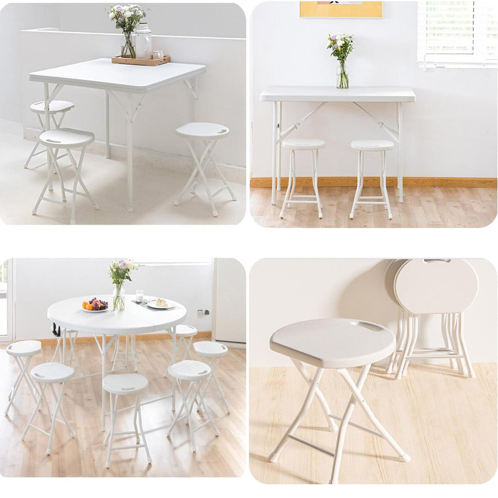 18 inch Portable Folding Plastic Stool with Steel Frame W718358