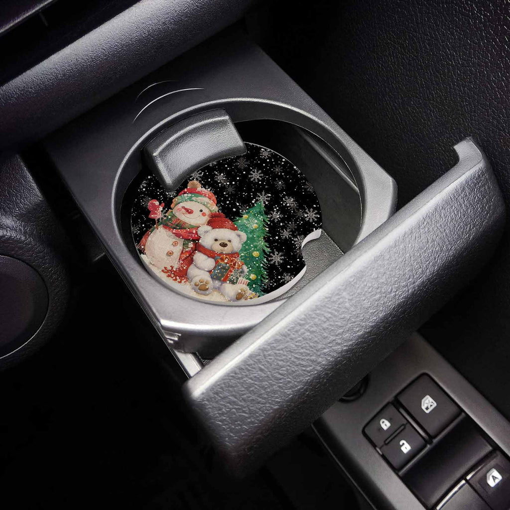 Black Ceramic Car Coasters 2 Piece Set V6457