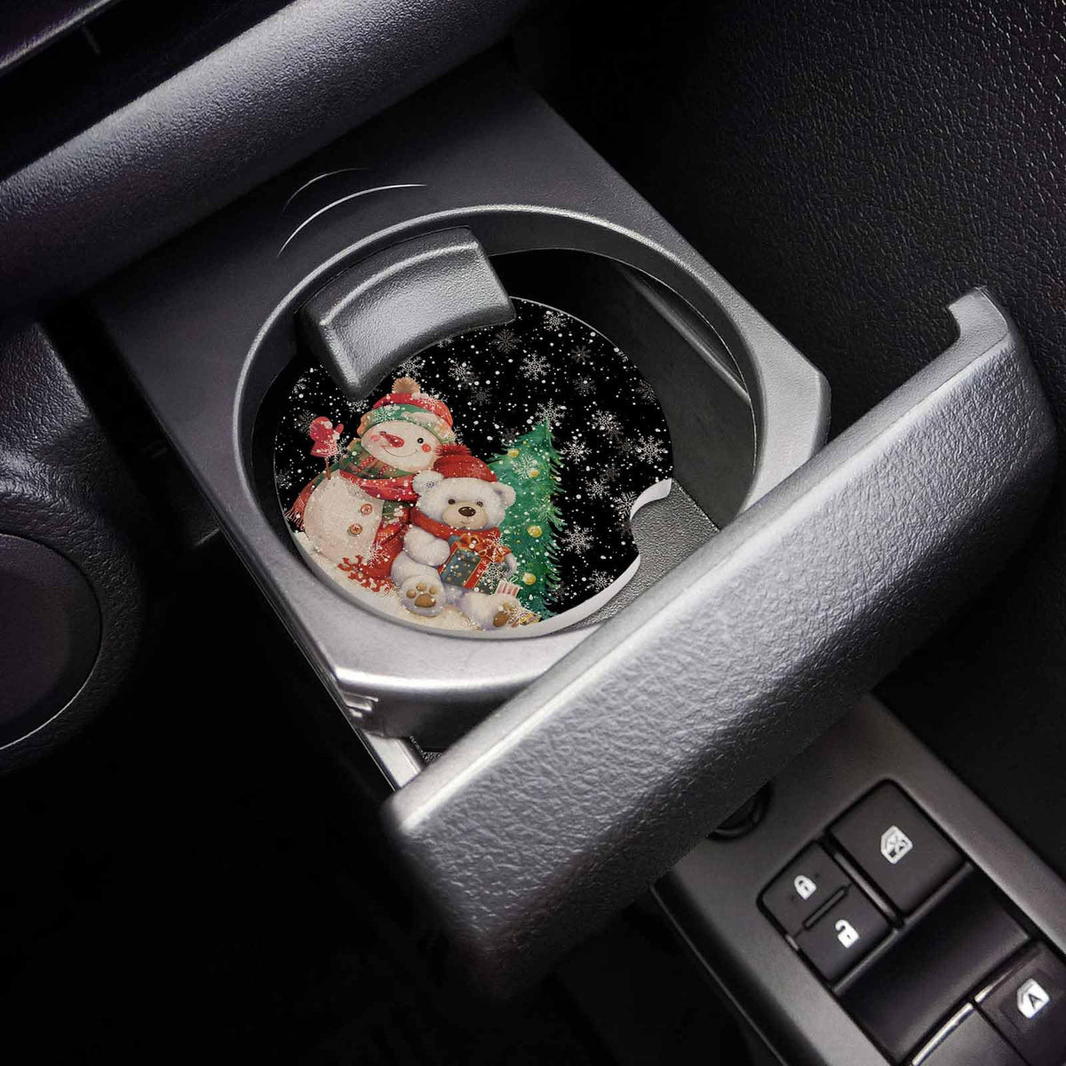 Black Ceramic Car Coasters 2 Piece Set V6457