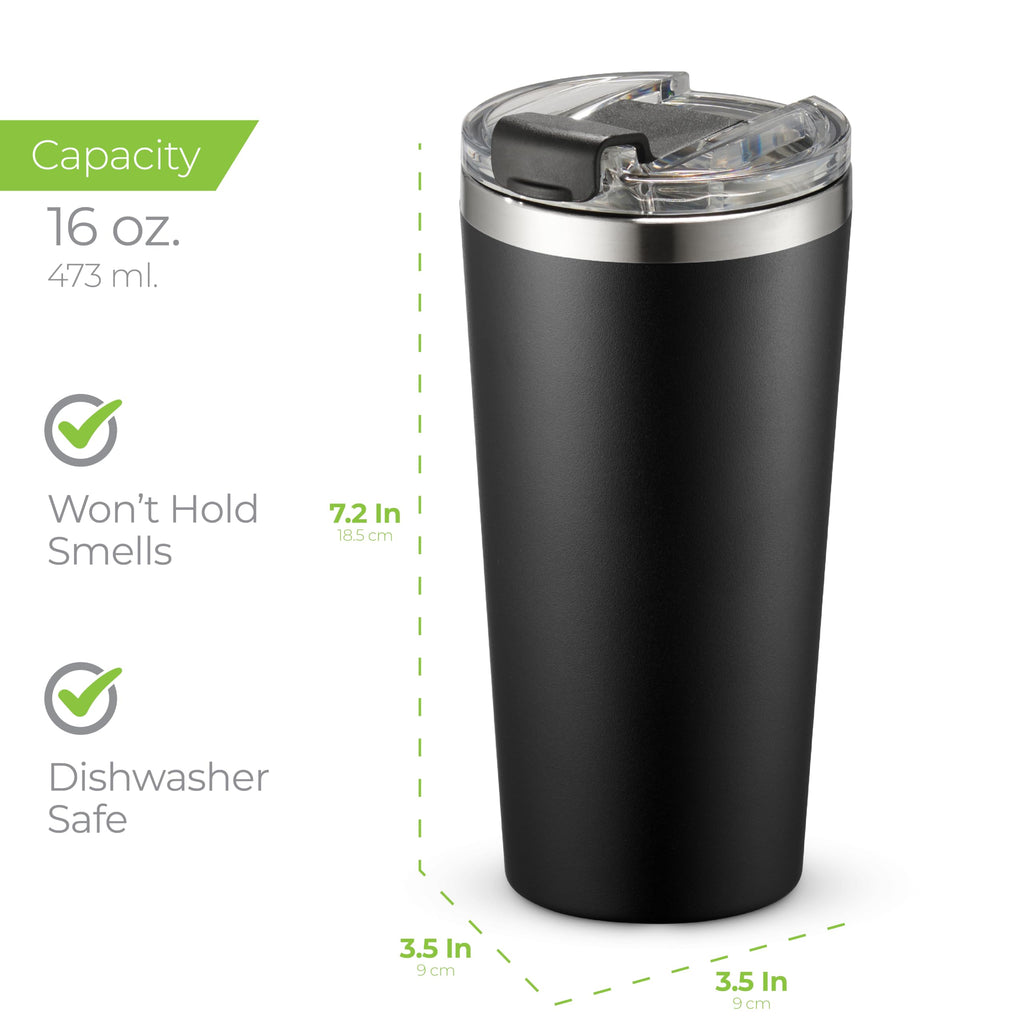 16 oz Stainless Steel Insulated Coffee Tumbler Black J53481