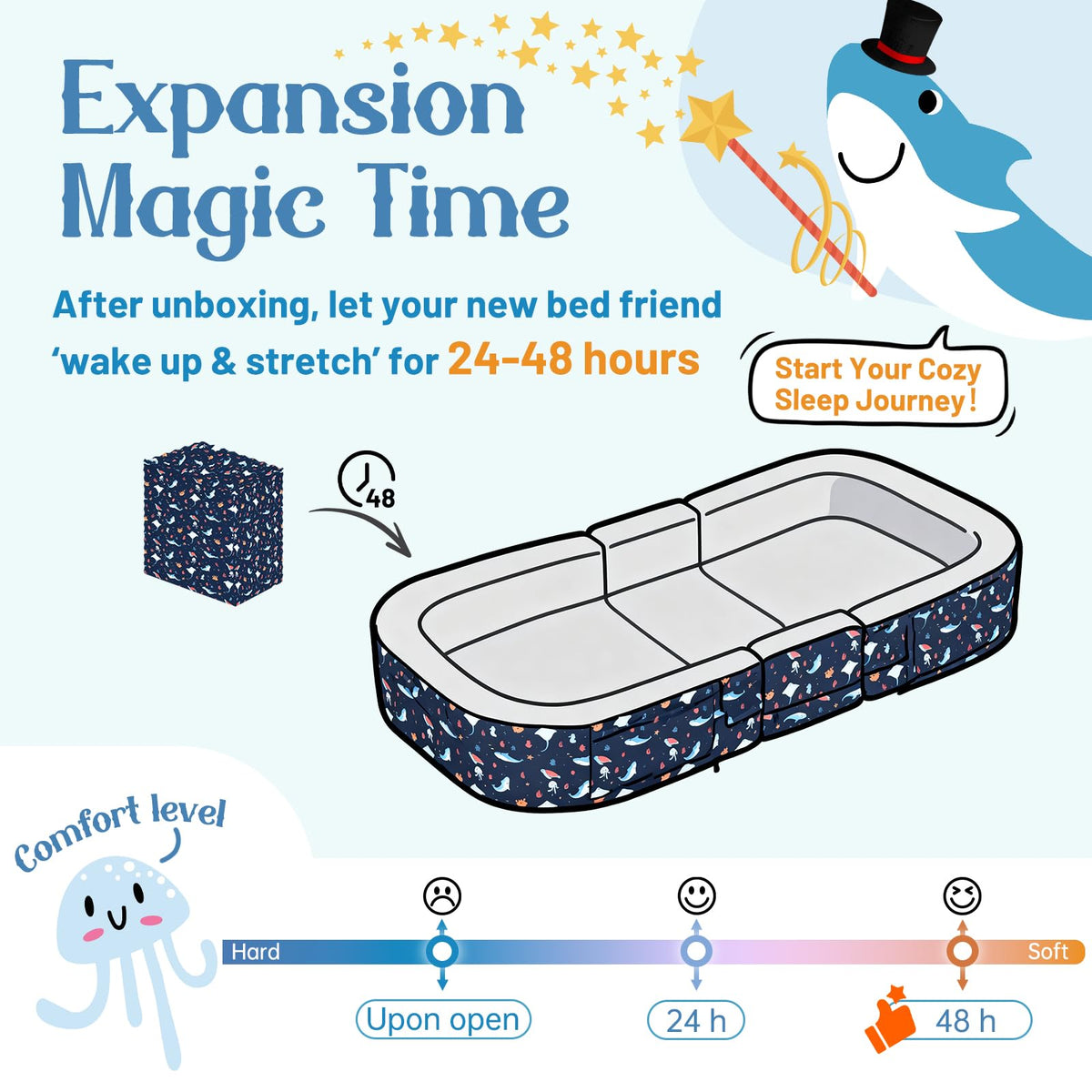 2-in-1 Foldable Toddler Travel Bed with Foam Safety Rails S478
