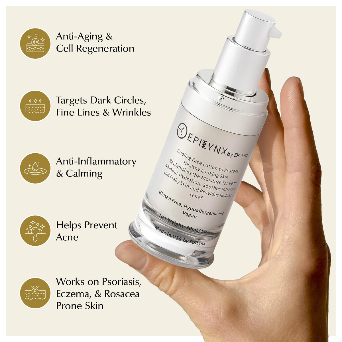 Sensitive Skin Face Moisturizer with Hyaluronic Acid & Aloe 30ml G662