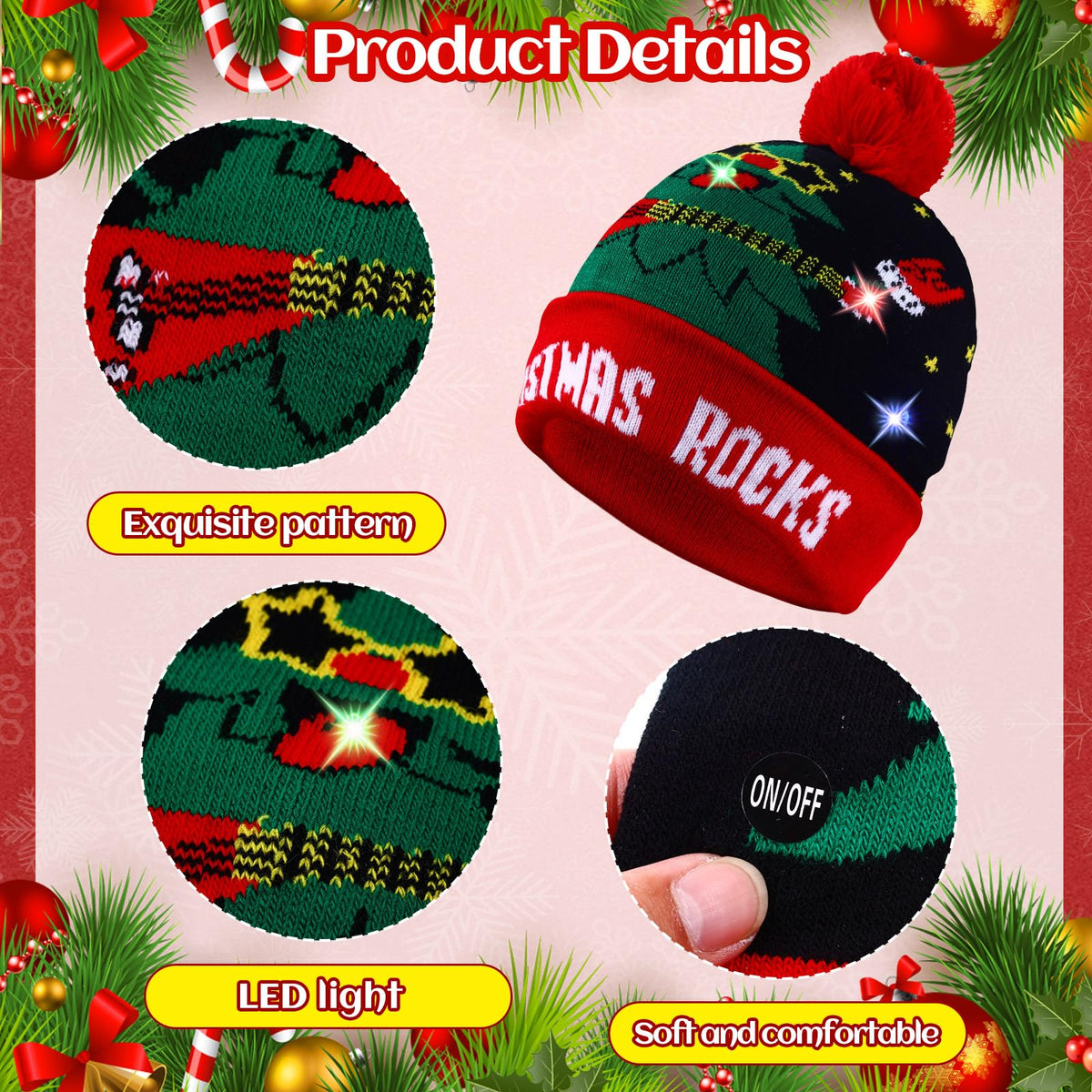 Light Up Christmas Hats Bulk LED Beanies Q251