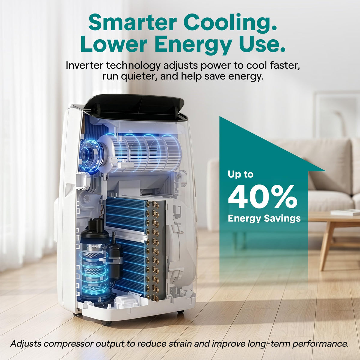 12000 BTU Inverter Portable Air Conditioner & Heater with Wi-Fi T2136