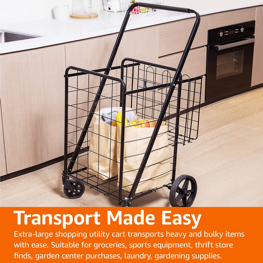 Foldable Utility Cart with 360-Degree Wheels, X-Large, Black W8774