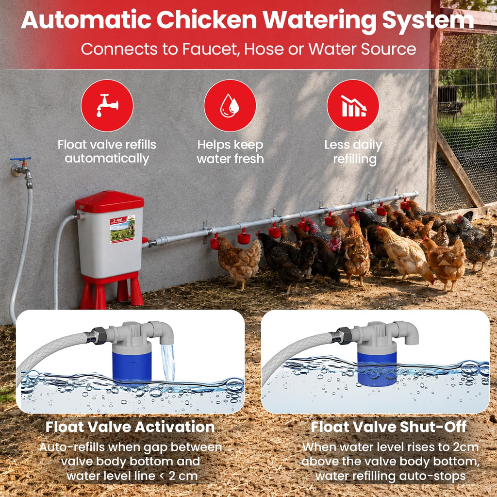 Automatic Chicken Waterer System with 8 Drinking Cups W226