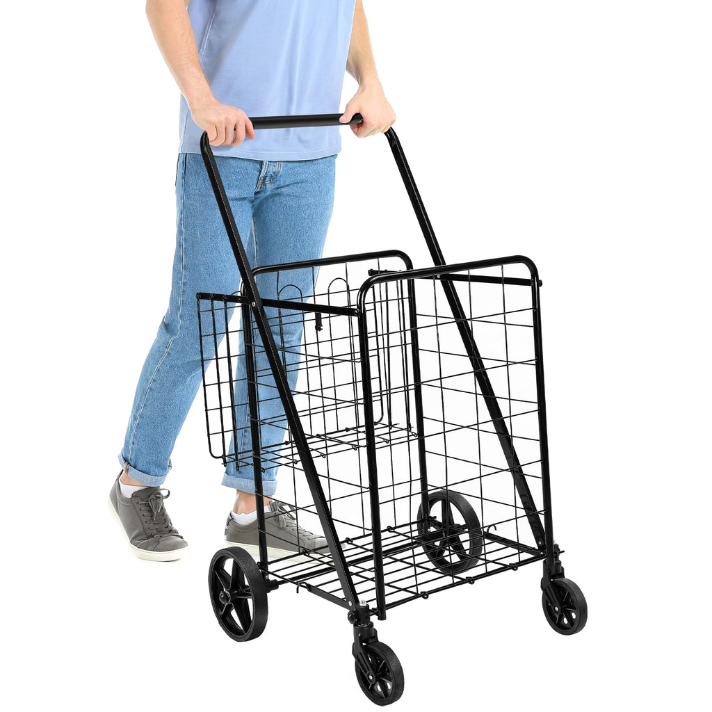 Foldable Utility Cart with 360-Degree Wheels, X-Large, Black W8774