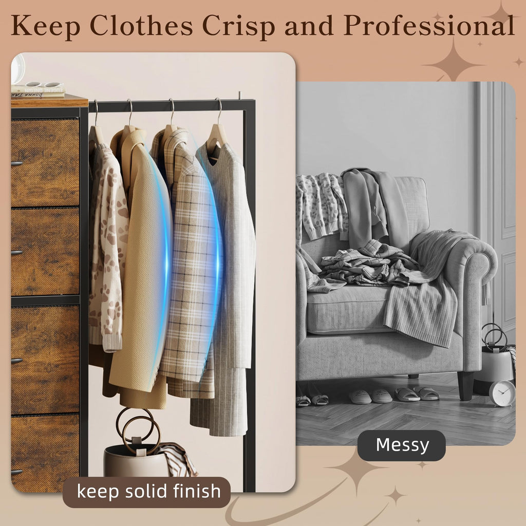 Tall Dresser with Hanging Rack, 4 Drawers Q977927