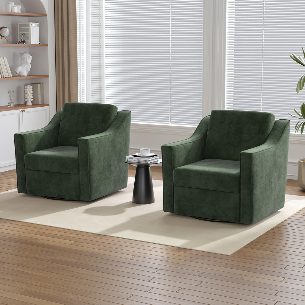 Green Swivel Accent Chairs Set of 2 X29590