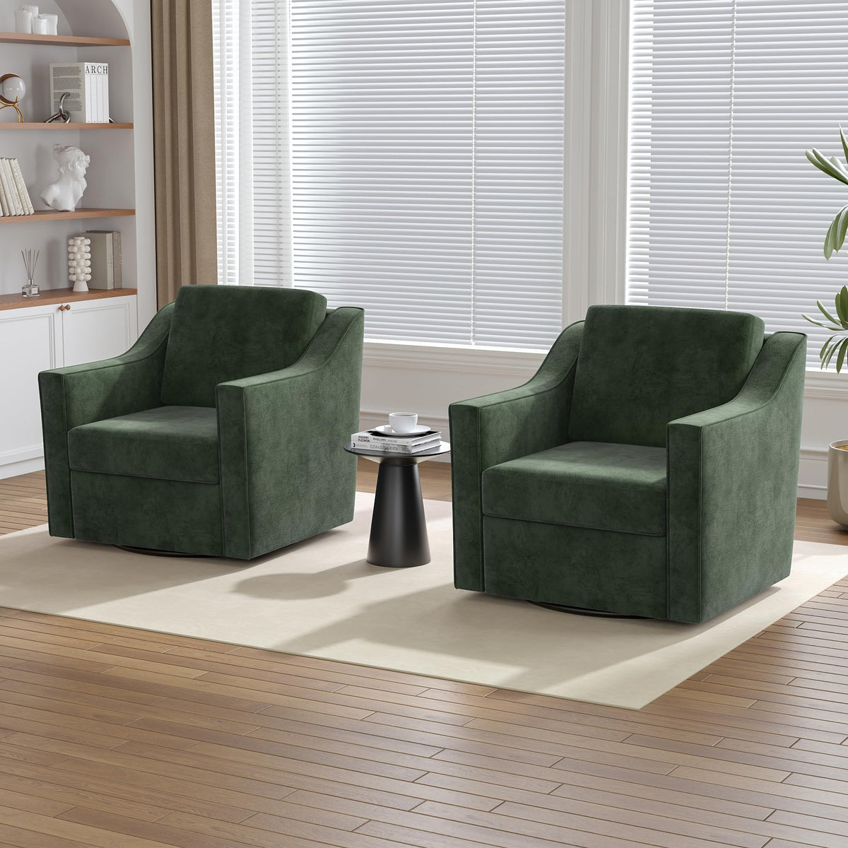 Green Swivel Accent Chairs Set of 2 X29590