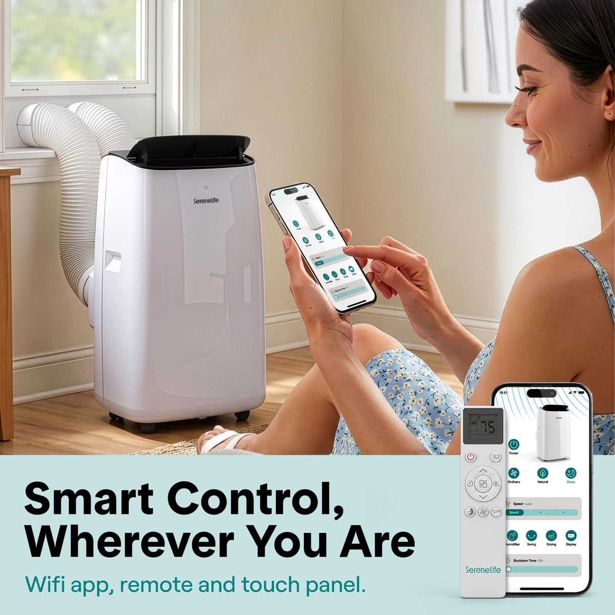 12000 BTU Inverter Portable Air Conditioner & Heater with Wi-Fi T2136