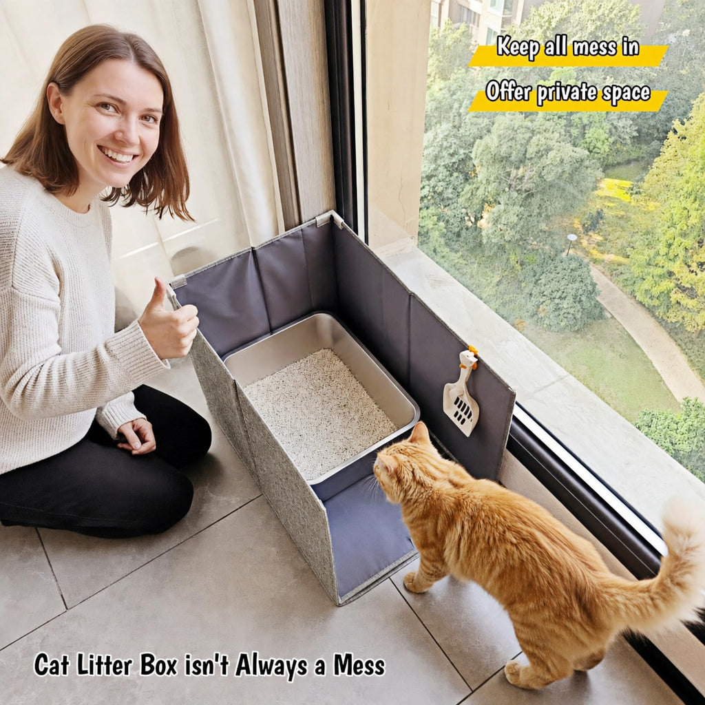 Extra Large Open Top High Sided Cat Litter Box Enclosure H702