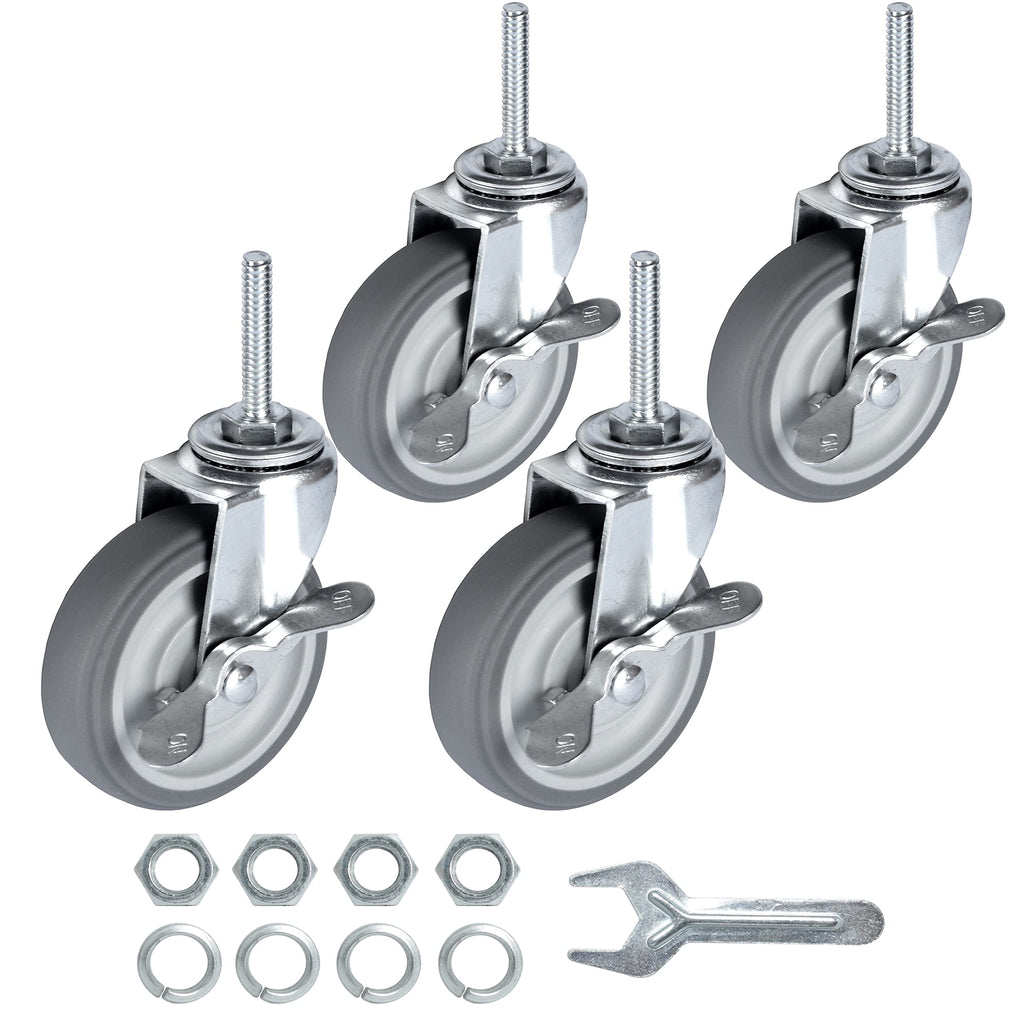 3 Inch Set of 4 Heavy Duty Swivel Rubber Caster Wheels F489988