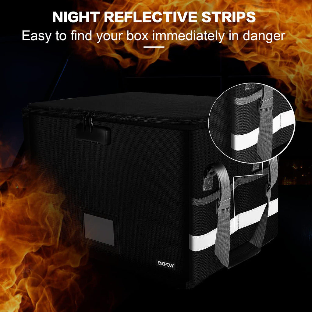 Black Fireproof Collapsible File Box with Lock L541