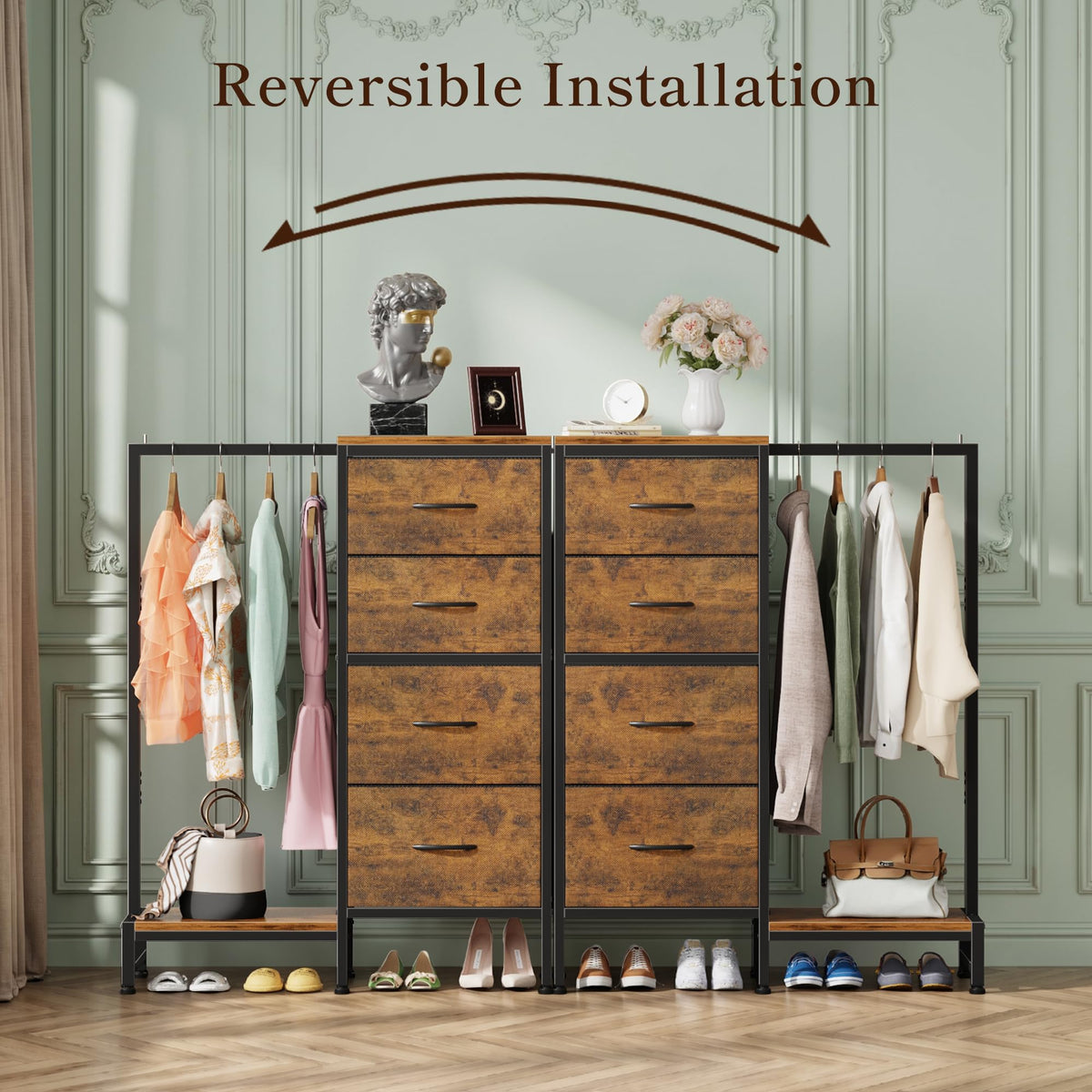 Tall Dresser with Hanging Rack, 4 Drawers Q977927